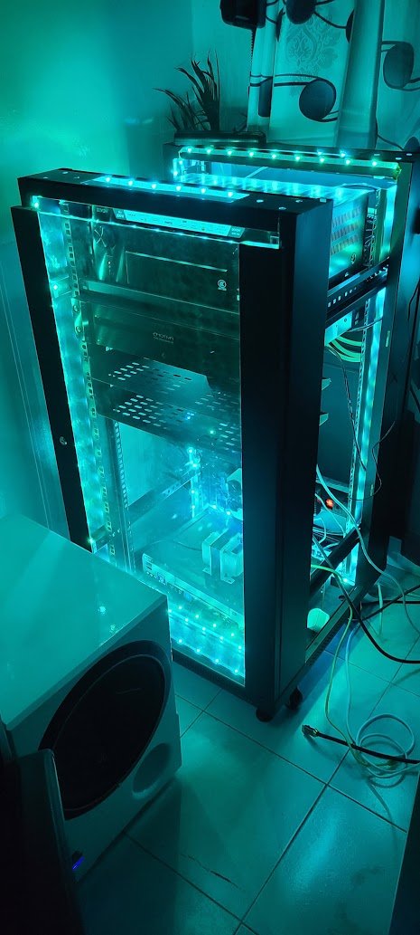 Homelab server rack, mid-assembly